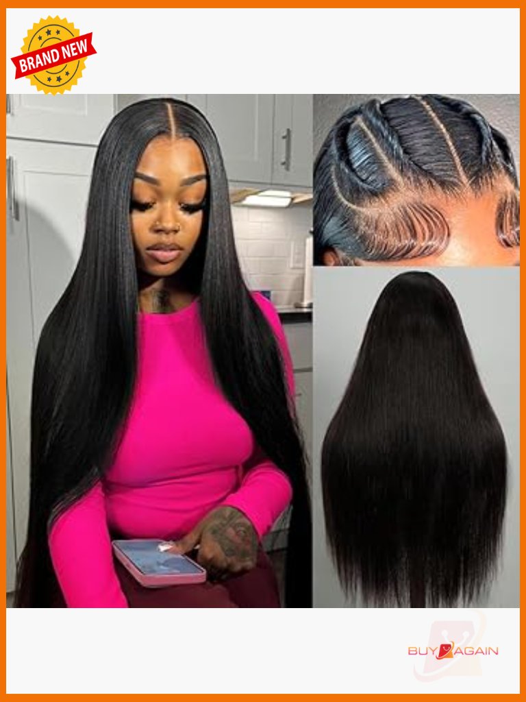 Straight Human Hair Wig 36 Inch 13x6 Hd Lace Front Glueless 200% Density
